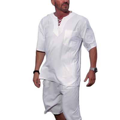 China Anti-wrinkle men's popular shirts printing summer beach printed beach casual cotton and linen suit for sale