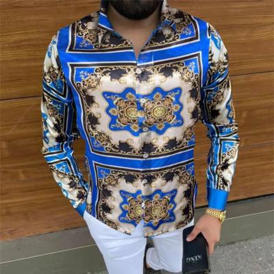 China Breathable stain 2022 border Europe and the United States men's casual long-sleeved shirt printing men's jacket shirt cardigan for sale