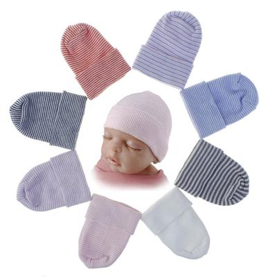 China Wholesale Stock Striped Kids Soft Hoodie Baby Striped Knitted Hat Thick Two Layers Winter Cap For Infant for sale