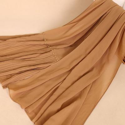 China New Style Women's Chiffon Muslim Chiffon Simple Solid Chiffon Wrap Bubble Hijab Scarf Wrinkle Chiffon Hijab With Beads for sale