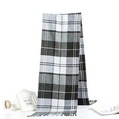 China Fashion Women Winter Autumn Thickness Casual Cashmere Plaid Wool Men's Long Scarf With Tassel for sale