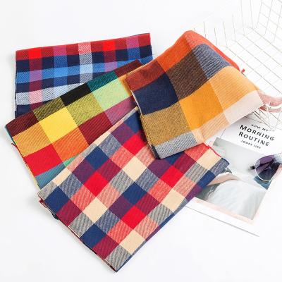 China Autumn Shawls Neck Wraps Lattice Winter Long Retro Unisex Women Plaid Cashmere Warm Scarf For Men for sale