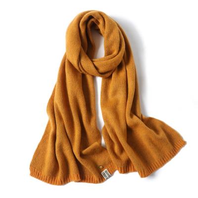 China Fashion Pineapple Long Double Knitted Imitation Winter Solid Color Shawl Cashmere Warm Scarf Women for sale