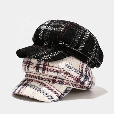 China Plush Wholesale New Hot Classic Retro Classic Ins Gatsby Hats Autumn Plaid Winter Newsboy Ivy Female Flat Hat For Women for sale