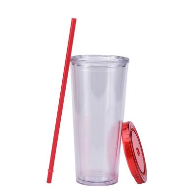 China 16oz 20oz 24oz Cold Cups Vaso Plastic Cups Drinkware Sippy Cup Viable Acrylic Tumbler Double Wall Mugs with Lids and Straws for sale