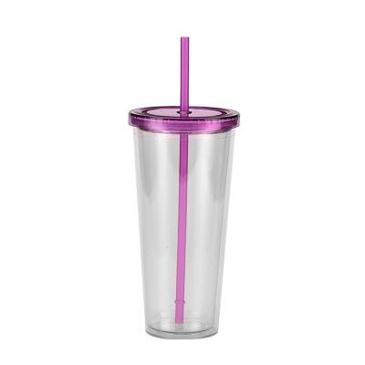 China In Bulk Vaso Drinkware Acrylic Tumbler With Straws 16oz 20oz 24oz Tumbler Beaker Sippy Cup Viable Custom Plastic Double Cups Wall for sale