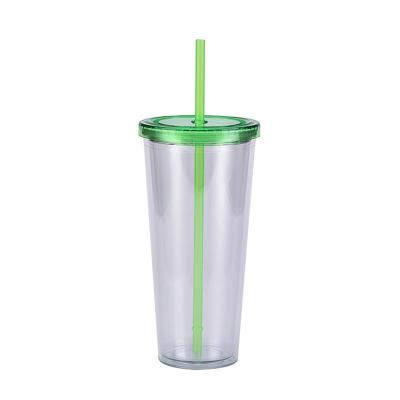 China 16/20/24 Ounce Sustainable Wall Double Wall Tumbler Drinkware Water Cup Vaso Becher Cups Sippy Acrylic Plastic Water Cup With Lids And Straws for sale