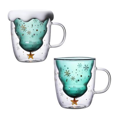 China Viable Christmas Mug Vasos Tazas De Vidrio Copo Caneca Double Wall Mugs 250ml Mugs Customizable Glass Cup Reusable Cups Mug Drinkware for sale