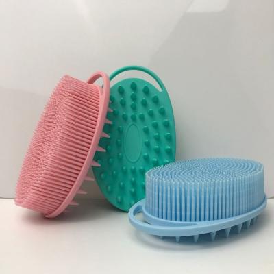 China EXFOLIATE popular ultra soft silicone double face cleaning sided scalp massager shampoo brush baby silicone bath brush for sale