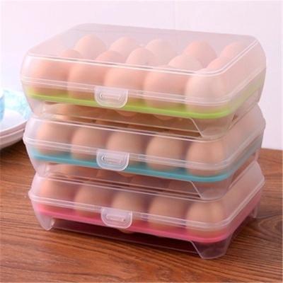 China Plastic Egg Tray Storage Egg Box Plastic Anti-Breaking 15 Rack Viable Portable Kitchen Egg Rack Anti-collision Plastic Egg Box for sale