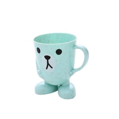 China Sustainable Popular Wheat Stem Eco-Friendly Cup For Washing Teeth Gargle Cup With Handle Children's Tooth Cup for sale