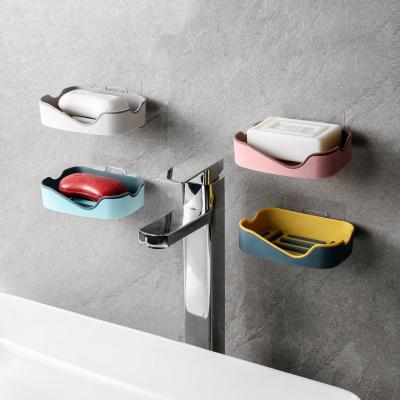 China Popular Household Bathroom Soap Rack Plastic Soap Dish Holder With Drain Bathroom Soap Dish for sale