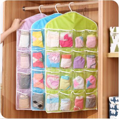 China 16 Viable Pockets Save Space Wall Hanging Sundries Storage Bag Over Door Closet Underwear Sock Storage Hanging Organizer for sale