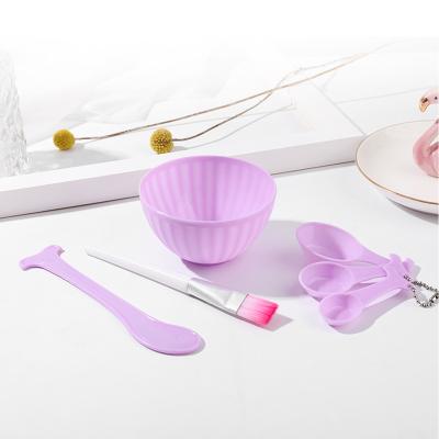 China Eco-Friendly Diy Face Mask Bowl Viable Wholesale 6in1 Face Mask and Brush Spoon Plastic Applicator Mixing Bowl Set Face Mask Bowl Set for sale