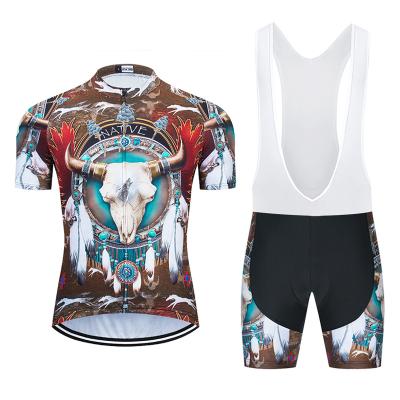 China Breathable Factory direct sales OEM customized short sleeved cycling suit, sweat absorbing and breathable suspender pants, top selling tren for sale