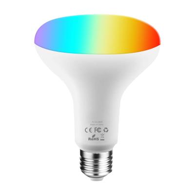 China Alexa WIFI 15W B22 E27 RGB Residential High Quality Color Changing Light Bulb BR30 Low Cost 12 Volt Smart LED Light Bulb for sale