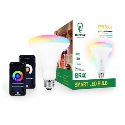 China LANDSCAPE Home Bombilla 18W RGB Smart Cool Warm White Alexa Google Dimmable Lamp BR40 WIFI Smart Bulb for sale