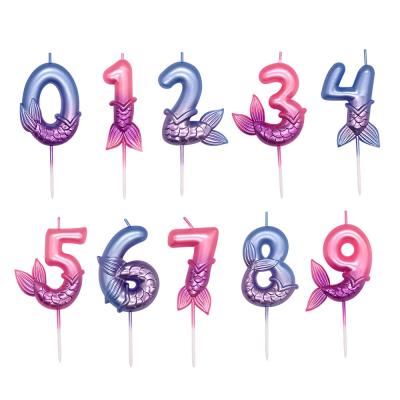 China Customizable Party Spray Paint Candle Craft Mermaid Shape Candle Number Birthday Candle for sale