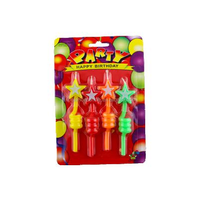 China Popular High Quality Cartoon / Large Print / 4 Pcs Star Birthday Spiral Candle Set Fancy Birthday Party Candles for sale