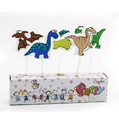 China Creative Flames Safe Personality Children Cartoon Pattern Dinosaur Shape Candle Party Birthday Candle for sale