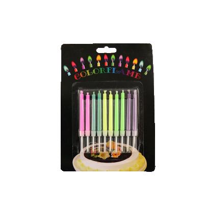 China Colored Flame 12 Per Box Colorflame Birthday Candles With Colored Flames for sale