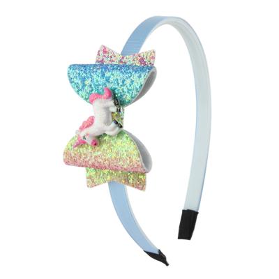 China New Colorful Polyester Onion Powder Bow Headband Party Unicorn Kids Headband Hair Accessories for sale