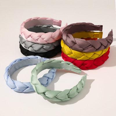 China Polyester+plastic women decorative twisted knotted satin headbands designer elegant 100% silk headbands for sale