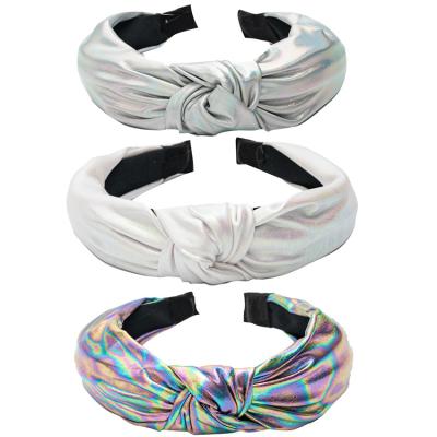 China Comfortable simple cross knotted colorful headband wide edge hair band new retro style soft and high quality glitter for sale