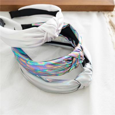 China New Glitter Hair Band Fashion Comfortable Simple Cross Tied Cross Knotted Colorful Headband Custom Wholesale Soft And High Quality Retro Style for sale