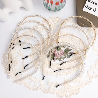 China Luxury Wholesale Korea Fashion Women Hair Accessories Custom Girls Beads Metal Headband Hair Band for sale