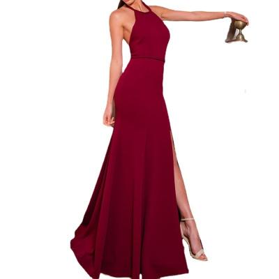 China Foreign trade anti-static round neck evening dress high-end sexy backless banquet dress for sale