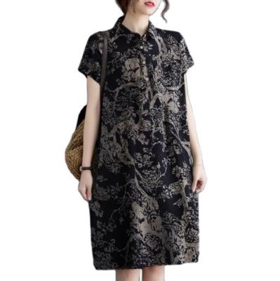 China 529 Vintage New Beautiful Fashion Anti-static Women's Shirt Dress Summer Printed High Quality Casual Wear for sale