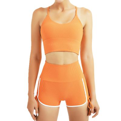 China Tight Fit Women's Yoga Bra Strap Cross Back Shorts Sports Fitness Suit Tight Fit Women's Sports Fitness Suit for sale