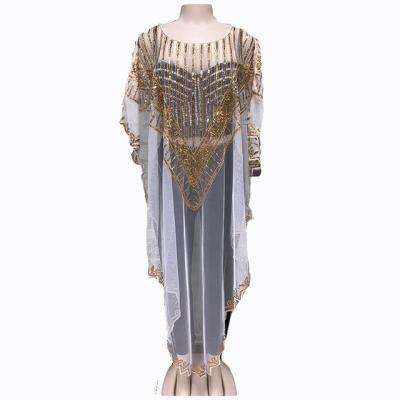 China Polyester 34 Plus Size Muslim Dress Beading Scarf Long Sleeves Women Dress for sale