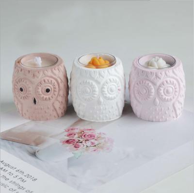 China Viable Handmade Creative Homemade DIY Owl Shape Candle Holder Aromatherapy Candle Plaster Silicone Mold for sale