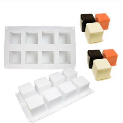 China 8 Large Capacity Diy Rubik's Cube Viable Capacity Ice Cream Chocolate Mousse Silicone Square Cake Mold Baking Mold for sale