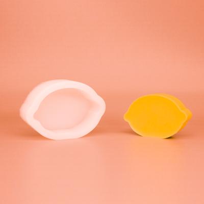 China Viable Diy Handmade Scented Candle Silicone Mold Geometric Lemon Shape Soy Candle Mold for sale