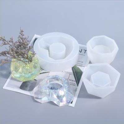 China Viable Flowerpot Crystal Epoxy Silicone Mold Epoxy Mold Diy Silicone Candle Mold Wholesale for sale