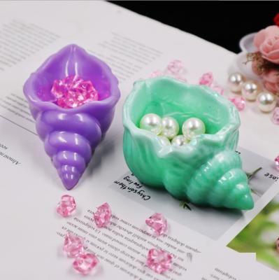 China Ocean Wind Shell Makeup Egg Storage Box 3D Mirror Conch Silicone Mold Viable DIY Crystal Epoxy Mold for sale