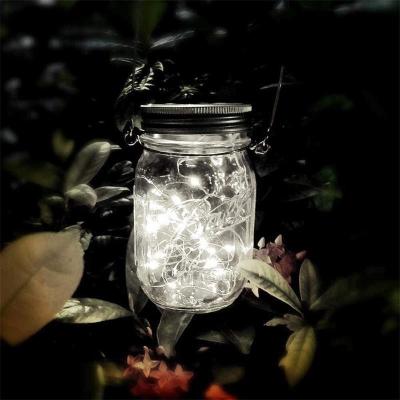 China Solar Jar Lights Large Outdoor Lawn Decor For Patio Garden Hanging Hand Etched Bottle Night Light Table Lights Solar Mason Jar Lights for sale