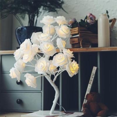 China Led Warm White Height 24 LED Tree Factory Supply 24V 45cm White Rose Bonsai Tree for sale