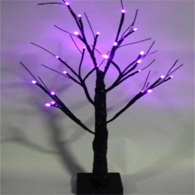 China New Factory Price 2Ft 60cm Size Halloween Black Twinkle Lit Tree Halloween Decorative Light Decoration for sale