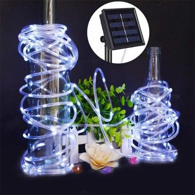 China High Quality Led Garden Wedding Decor 100 LED Solar Powered Tube Fairy Lights Outdoor Waterproof Copper Wire String Light for sale