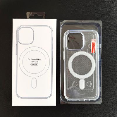 China Original Clear Transparent Magsafs Shockproof Quality Magnetic Wireless Charging Phone Case For iPhone 14 pro 13 pro 12 max mini for sale