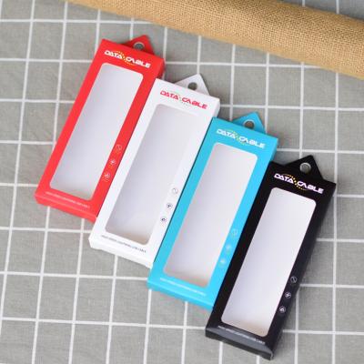 China Logo Print Recyclable Custom Earphone Cable Charging Data Line With Clear Window Charger USB Cable Packing Box for sale