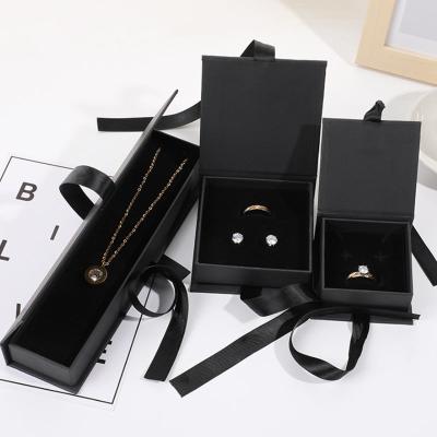 China Luxury Packaging Ring Earring Necklace Jewelery Paper Logo Jewelry Box Design Wholesale Custom Recyclable Satin Velvet Sliver for sale