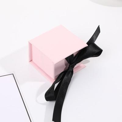 China Wholesale Recyclable Stain Jewelry Packaging Ring Paper Boxes Jewelry Packaging With Ribbon Small Mini Gift Box for sale