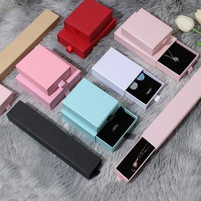 China Packaging Jewelry Boxes Paper Cardboard Gift Logo Drawer Sliding Ring Earring Necklace Jewelry Box Recyclable Custom Organizer for sale