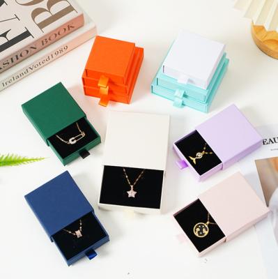 China Recyclable Custom Logo Drawer Jewelry Box Printed Unique Earring Pendant Elegant Gift Box Ring Stud Jewelry Packing Box for sale