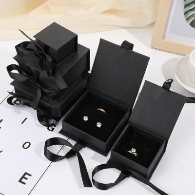 China Wholesale Recyclable Luxury Custom Packaging Box Logo Paper Jewelery Gift Boxes Ring Earrings Necklace Bracelet Jewelry With Ribbon for sale